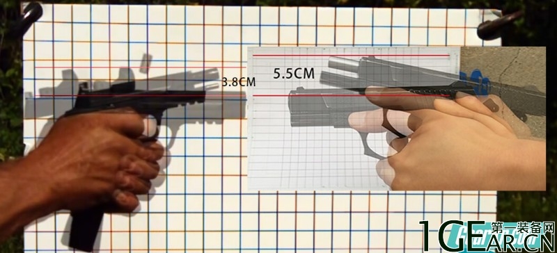 手枪使用不同持握方式的上跳对比分析
